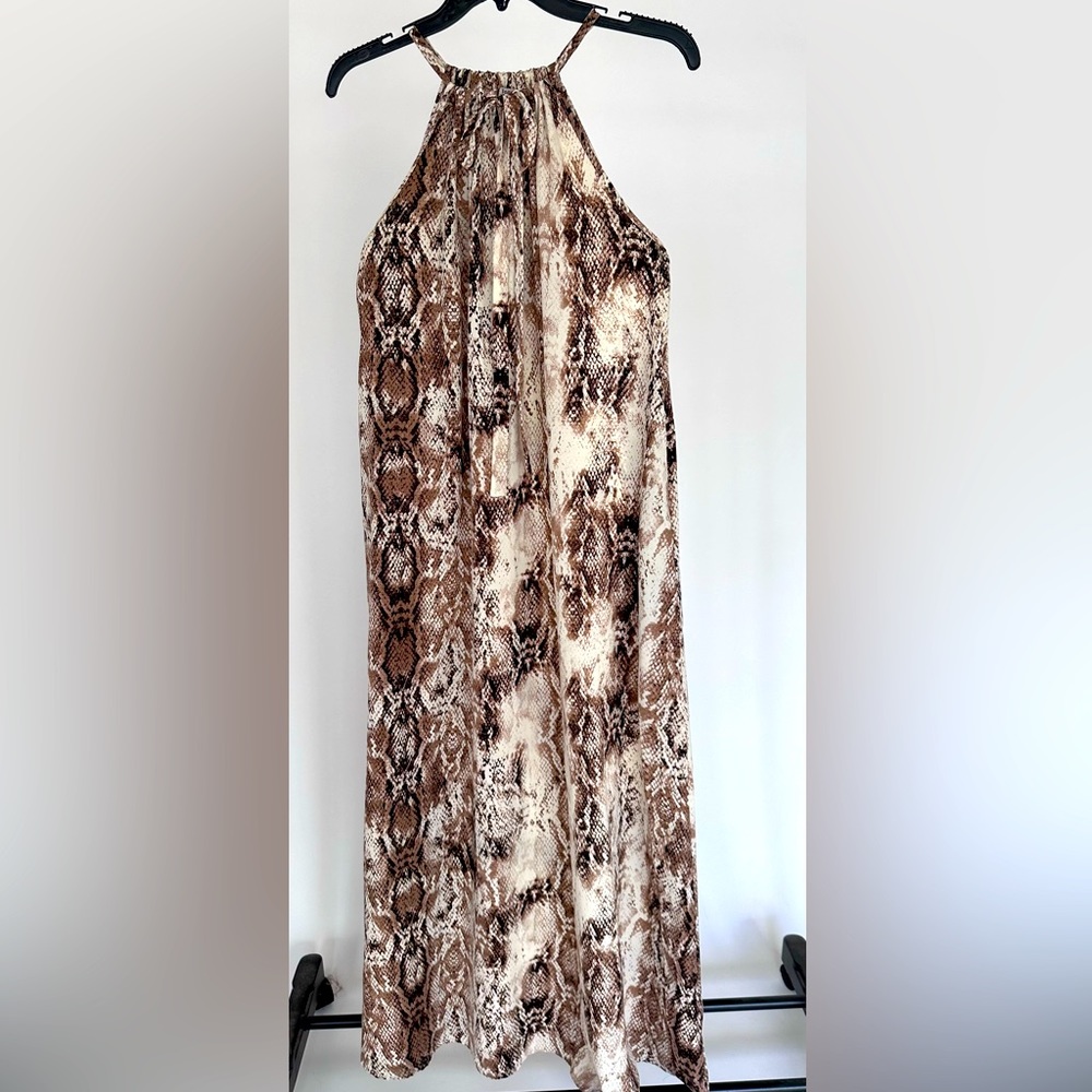 Snake print maxi dress with pockets